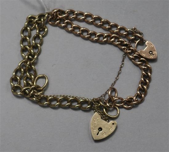 Two 9ct gold curblink bracelets, 20.9 grams.